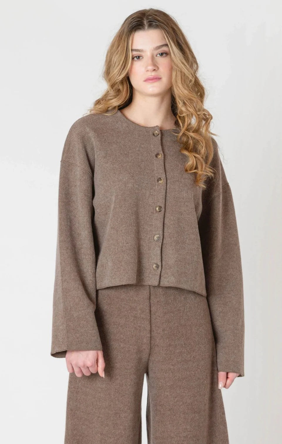 DX Ribbed Cardigan-Mocha