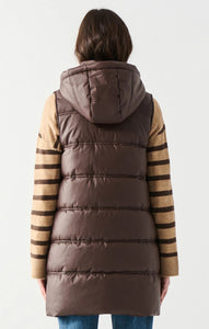 DX Faux Puffer Vest-Brown