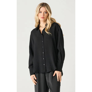 DX Flowy Satin Blouse-Black