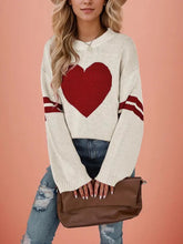 Load image into Gallery viewer, LS Cream Heart Knit Sweater
