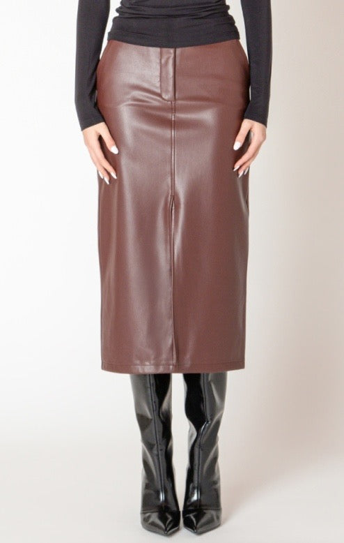 DX Faux Midi Skirt-Bordeaux
