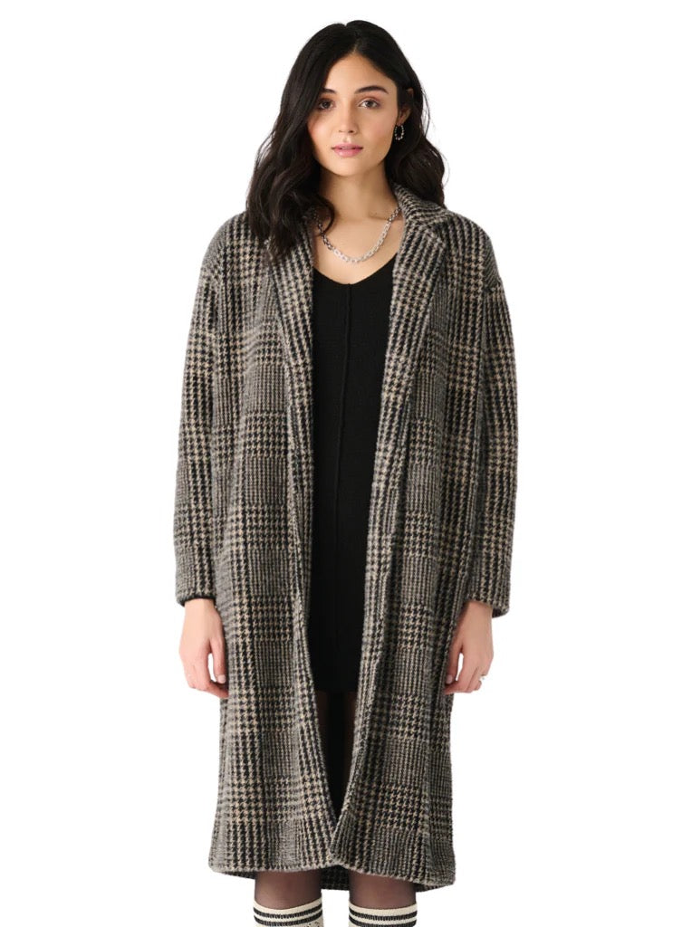 DX Houndstooth Plaid Coat