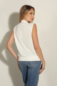 VM Cupro Surplice Tank-White