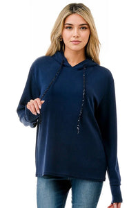 AR Sequin Hoodie-Navy