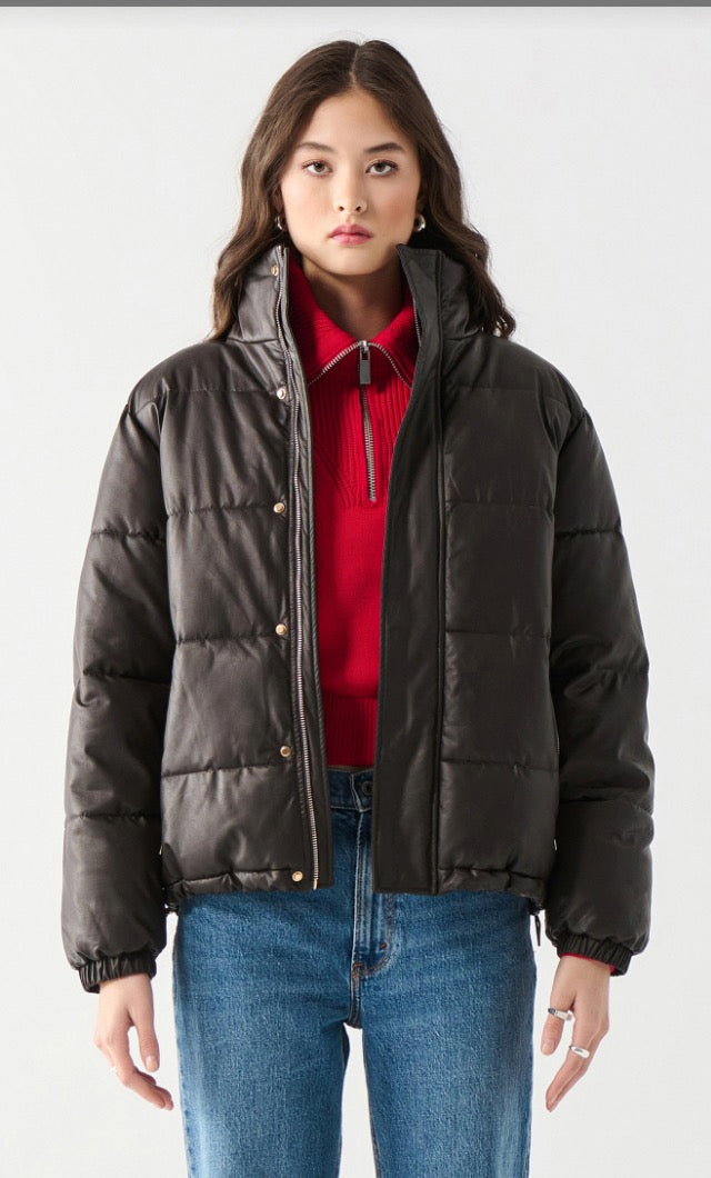 DX Faux Leather Puffer Coat