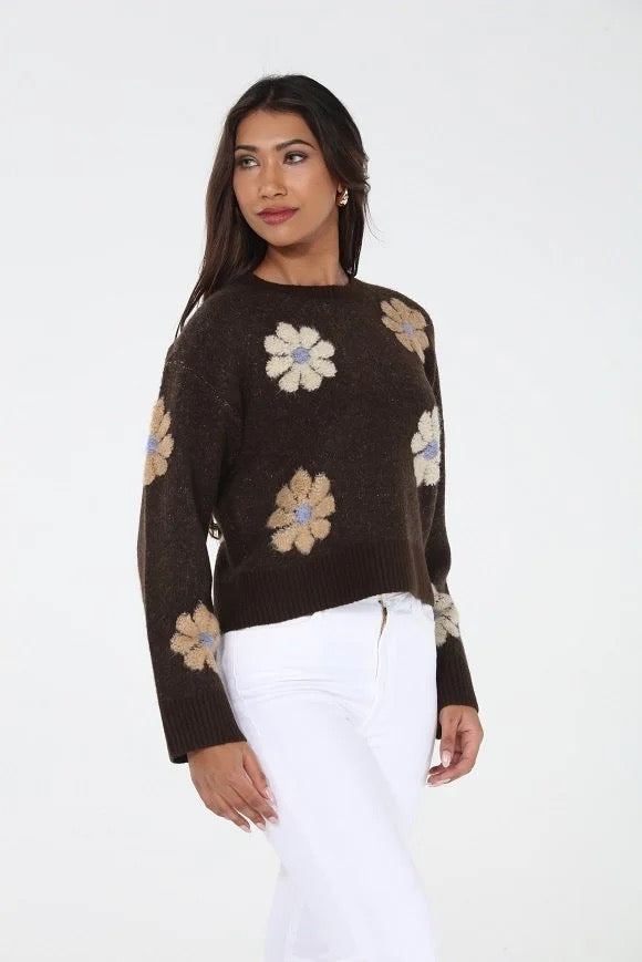 RR Meadow Floral Sweater-Brown
