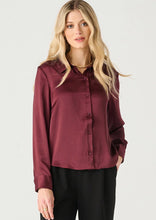 Load image into Gallery viewer, DX Satin Blouse-Burgundy
