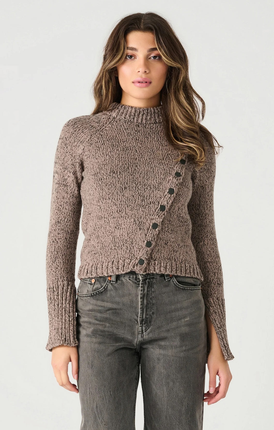 DX Asymmetric Button Sweater